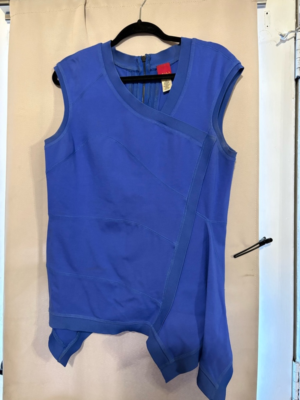 Sleeveless Asymmetric Blue Women's Top